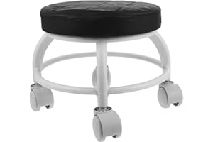 SEWACC Rolling Salon Stool with Wheels for Beauty Salons, Pu Material, Versatile Use, Stylish Design for Random Color