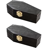 Creative Hobbies 6" Black Painted Wood Coffins - Fillable Mini Casket for Halloween Parties, Goth Decor, Small Pet Burials, Trinket Storage | 2 Pack