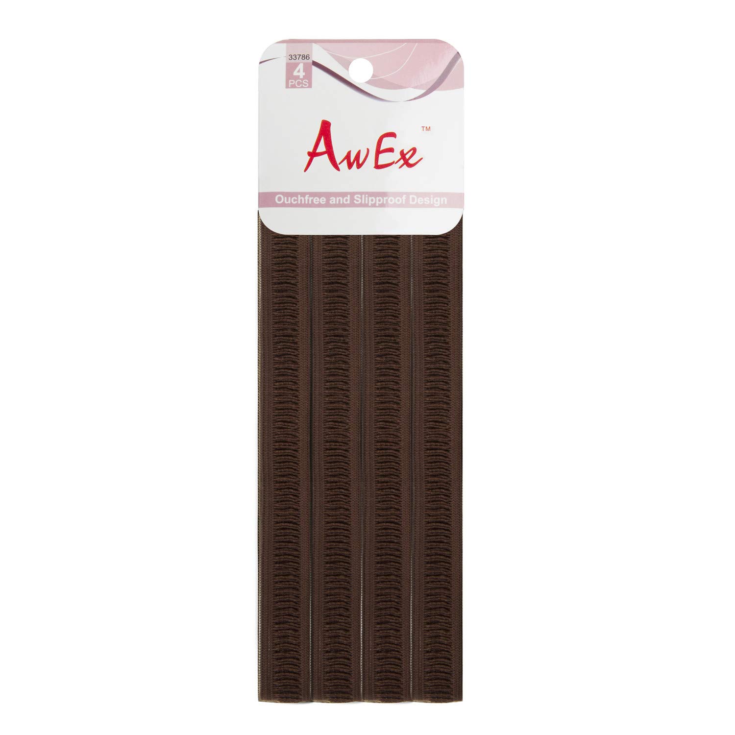 AwEx Hair Accessory Kit, Brown, Pack of 4 PCS Headbands Coated Silicone Grips, 4 mm Medium Hair Ties 30 PCS, 2 inches Pretty Bobby Pins 60 PCS