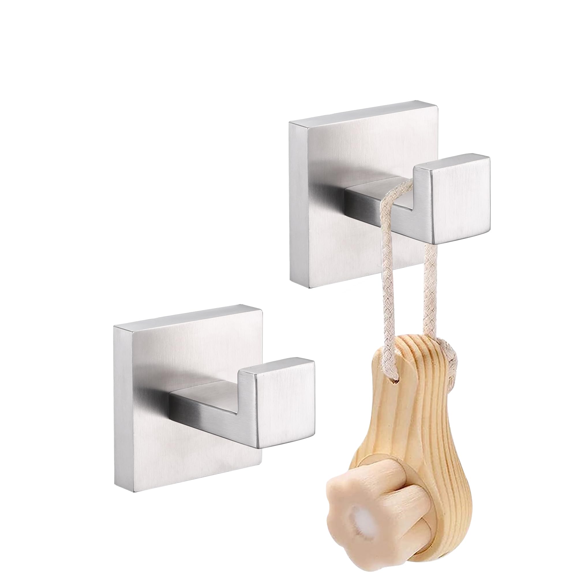 LANC 2 Pieces Bathroom Accessories Hardware Towel Hooks Heavy Duty Coat Hanger Robe Hook Wall Mounted Kitchen Contemporary Hotel Style Wall Hooks Brushed Nickel, A8805BN-P2