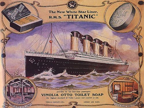 THE NEW WHITE STAR LINER TITANIC SHIP VINOLIA SOAP LARGE VINTAGE POSTER REPRO