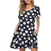 ZENNILO Plus Size Casual T Shirt Dresses for Women Flowy Swing Tunic Dress Pockets