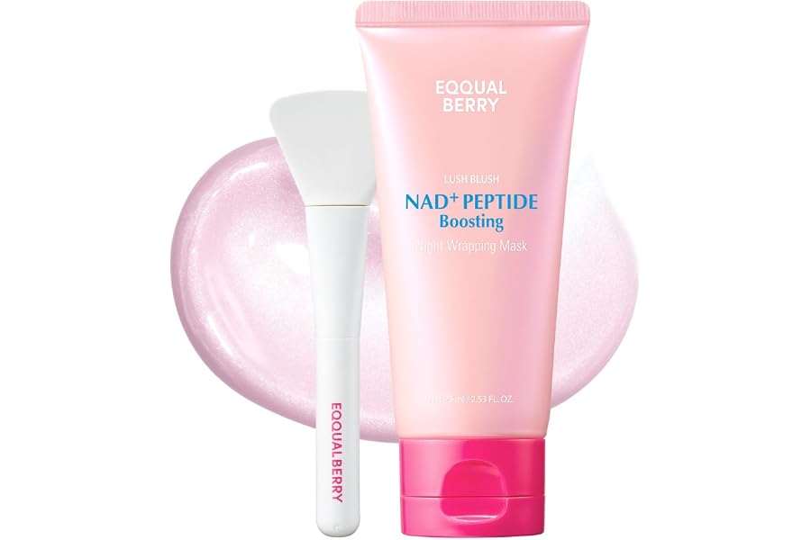 EQQUALBERRY NAD+ Peptide Boosting Night Wrapping Mask | Easy Peel Off Overnight Facial Mask for Face, Neck Lifting & Firming | Glowing Glass Skin | Korean Skin Care, 2.53 fl.oz
