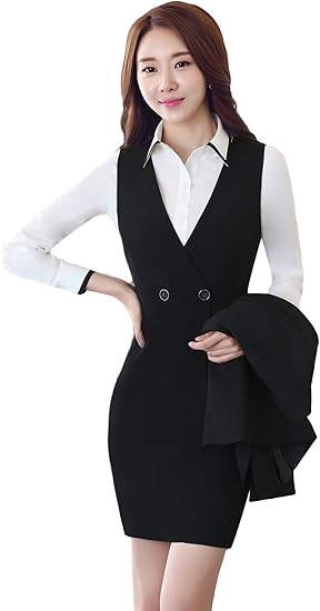 Amazon スーツ ワンピーススーツ セットアップ テーラードジャケット 事務服 レディース ビジネス フォーマル 通勤 オフィス Ol 就活 入学式 卒業式 Agj006 Black L ワンピーススーツ 通販