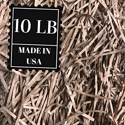 Shredded Paper Gift Basket Filler - Natural Packing Shreds for Crafts, Boxes and Bags, Recycled Decorative Stuffing Material, Raffia Confetti Easter Grass Fill by Mrs Fizz (Kraft, 10 LB)