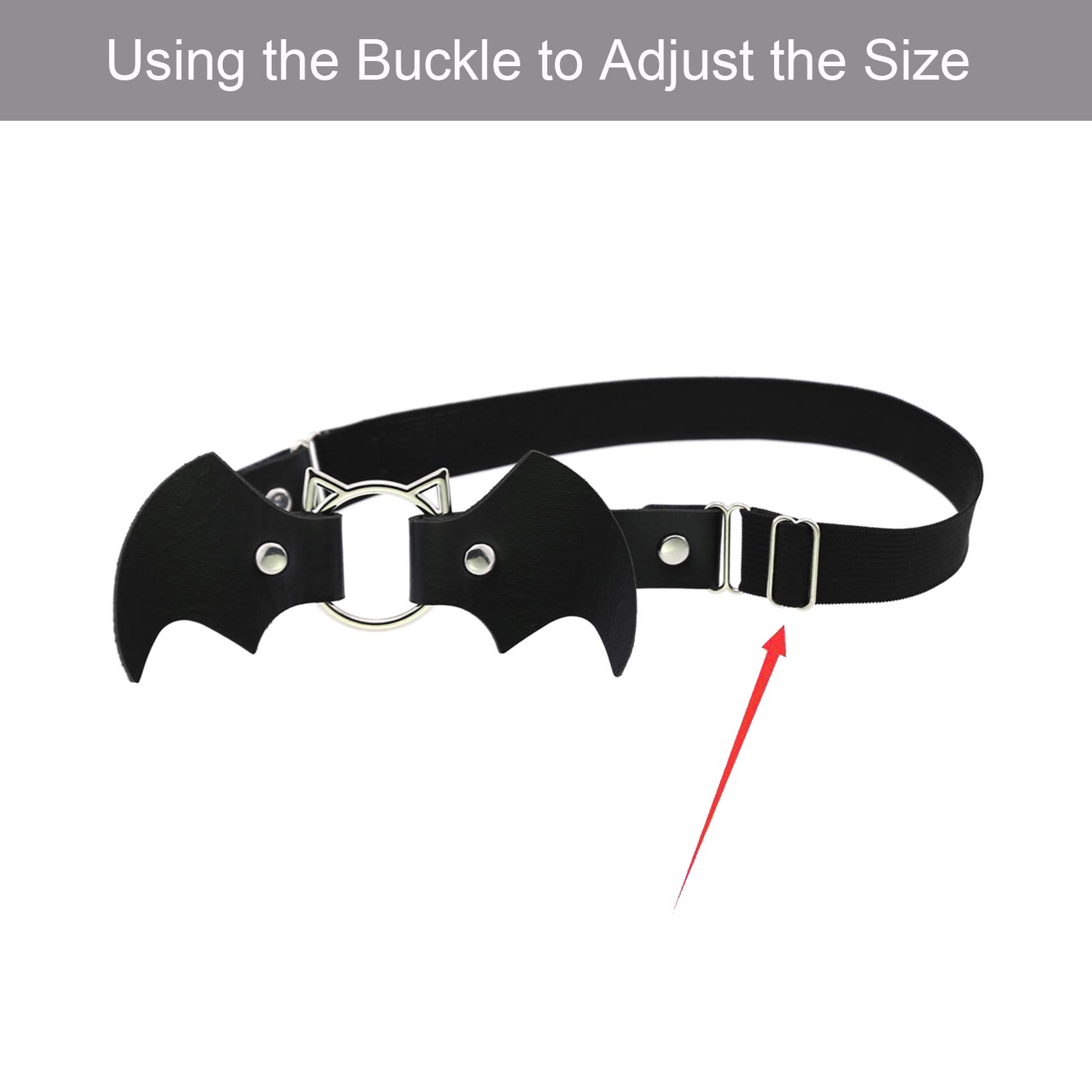 alisikee 2pcs Adjustable Leather Leg Garter, Bat-Shaped Elastic Punk Thigh Garter for Women and Girls