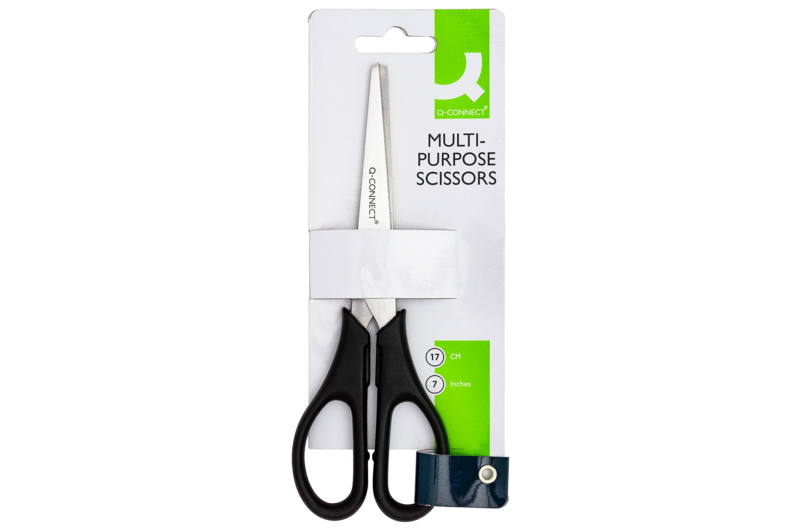 Q-Connect Ergonomic All-Purpose Scissors 170mm Stainless Steel Blades Black Handle CKF01228