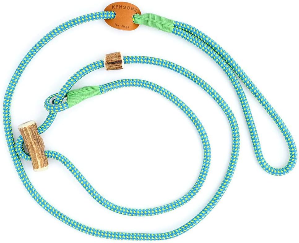 KENSONS for dogs Slip Lead Elegant | Extremely Strong Rope Dog Leash | Adjustable | Ø6mm | Antler Horn Stoppers