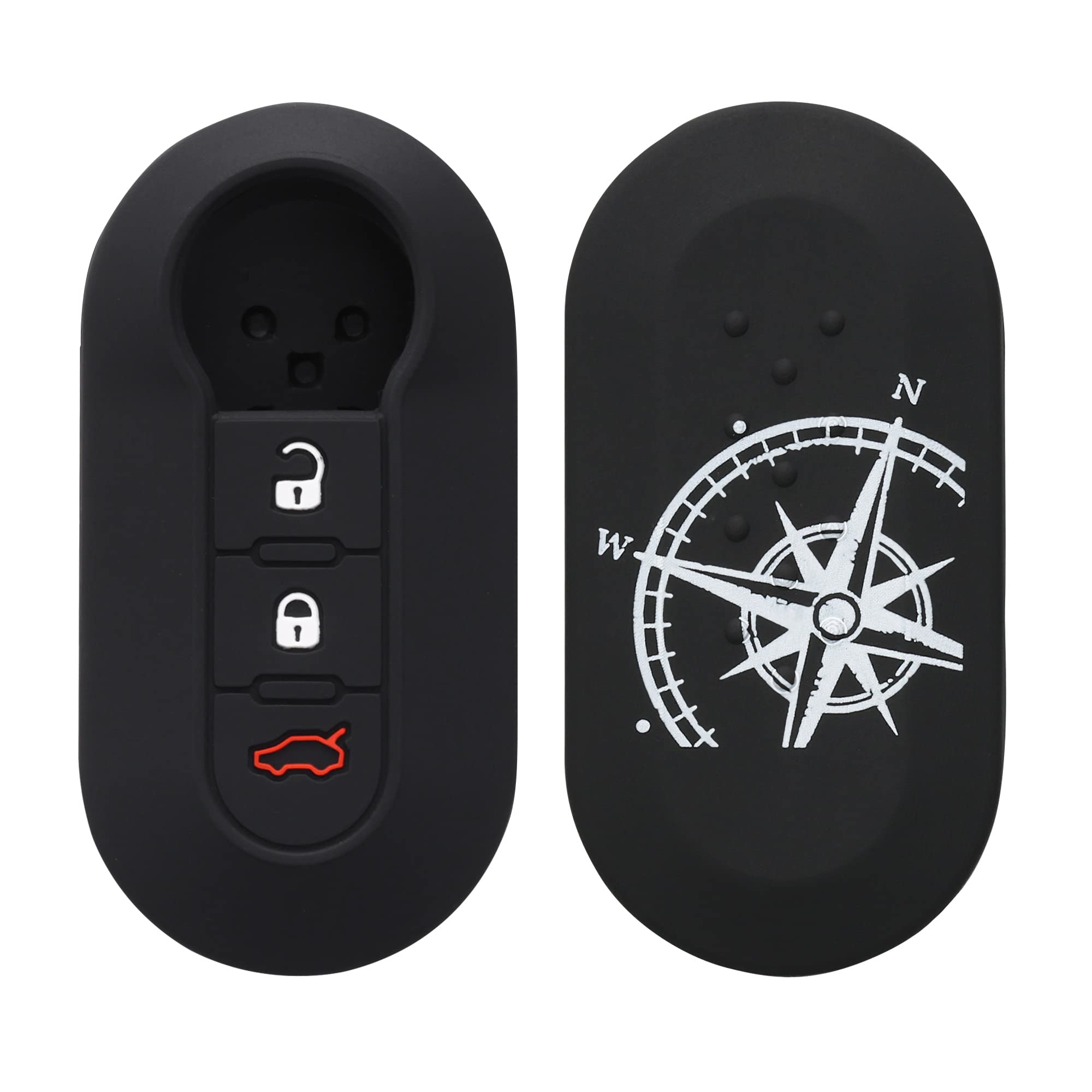 kwmobile Silicone Key Fob Cover Compatible with Fiat Lancia 3 Button Car Flip Key