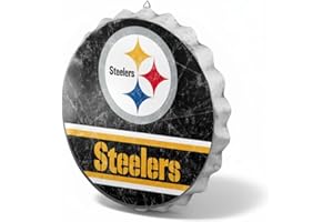 FOCO Pittsburgh Steelers Metal Distressed Bottlecap Wall Sign – Limited Edition Steelers Sign – Represent The NFL, AFC and Show Your Team Spirit with Officially Licensed Pittsburgh Football Fan Gear
