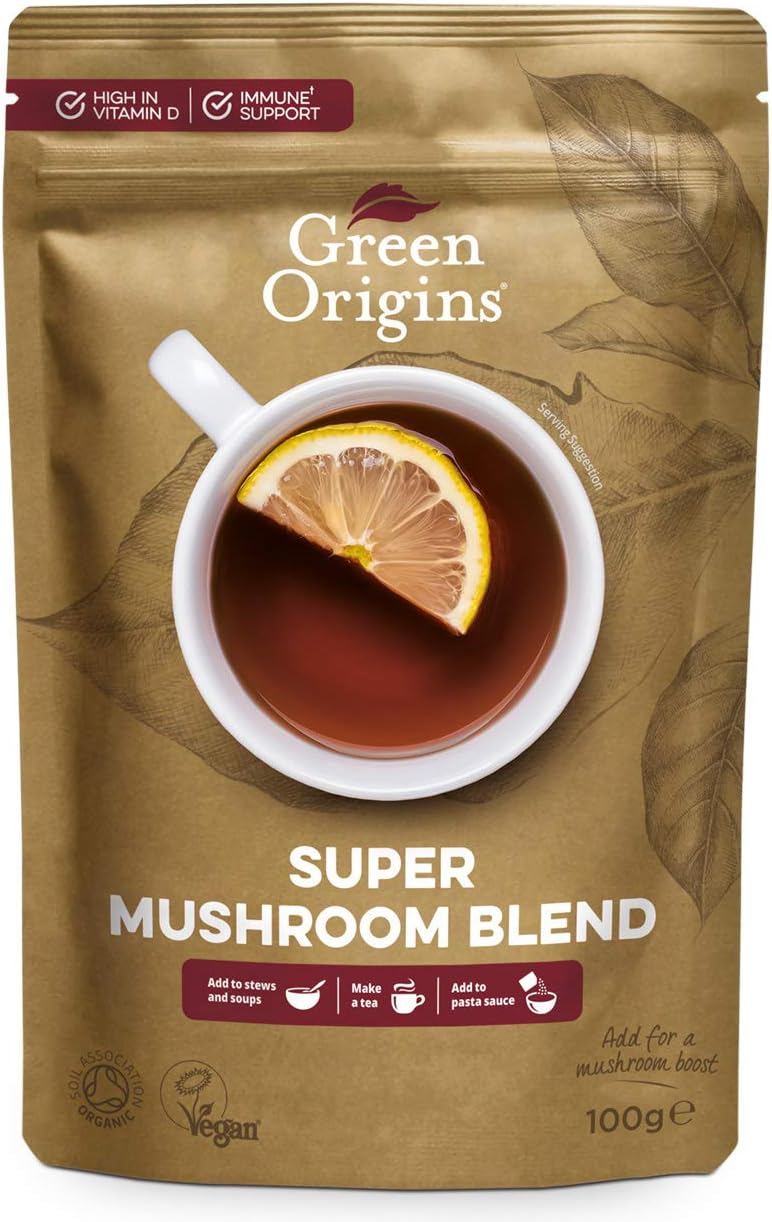 Green Origins Organic Super Mushroom Blend Powder 100g, 100 g (Pack of 1)