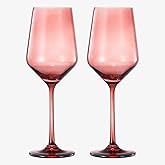 Khen Colored Crystal Wine Glass | Set of 2 | Large Stemmed 12 oz Glasses, Great for all Occasions & Special Celebrations Italian Style Tall Drinkware for Red & White Dinner Glassware (Cranberry Red)