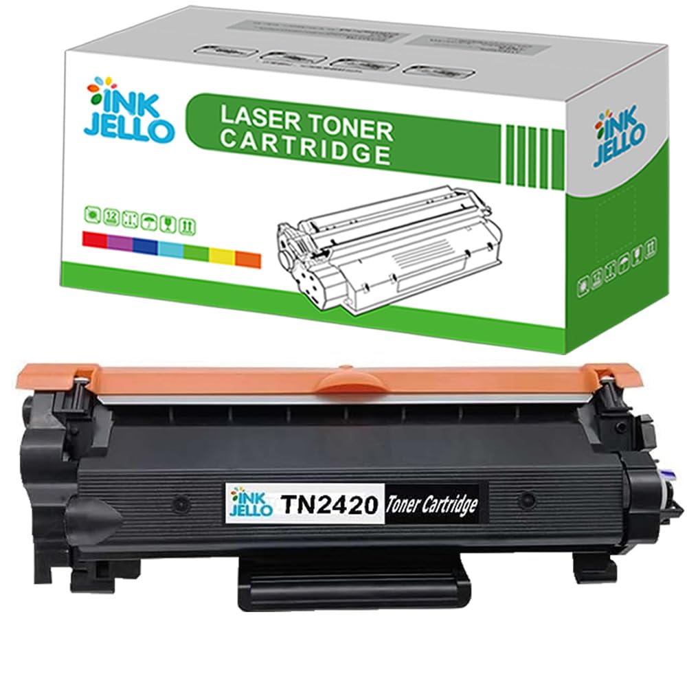 Inkjello Toner Cartridge For Printer, Compatible with Brother DCP-L2510D L2530DW HL-L2310D L2350DW L2370DN L2370DW L2370DW XL L2375DW MFC-L2710DN L2710DW L2730DW L2750DW TN2420 with Chip (BK)