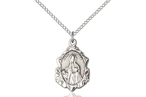 Bonyak Jewelry Sterling Silver St. Dymphna Pendant 3/4 x 1/2 inches with 18 inch Sterling Silver Curb Chain