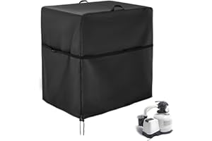 Kingling Pool Sand Filter Cover for Intex Pool Sand Filter Pump, Sand Filter Pump Outdoor Waterproof Protection Cover for Above Ground Pools Pump Cover - 33''L x24''W x34''H(Black)