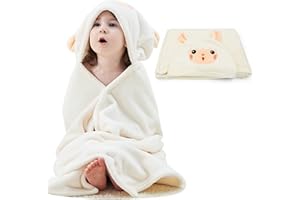 bopika Baby Bath Towel with Hooded,Toddler Absorbent Bathrobe,Soft Newborn Blankets,Bath Towel Shower Gifts-27.5X55 Inches (White-Sheep)