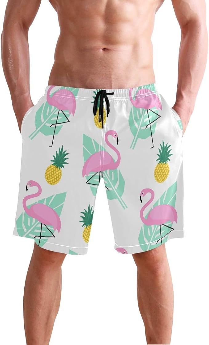 Flamingo Mens Quick Dry Beach Short Swim Trunks Summer S 20201786