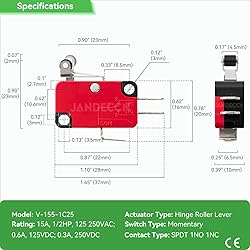 JANDECCN 10Pcs Lead Limit Switch Short Hinge Roller