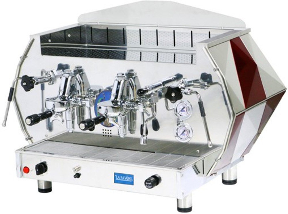 La Pavoni DIA 2V-R 2-Group Diamante Volumetric Espresso Coffee Machine, Ruby Red, 14L Boiler Water Capacity, Cup Selection Keypad