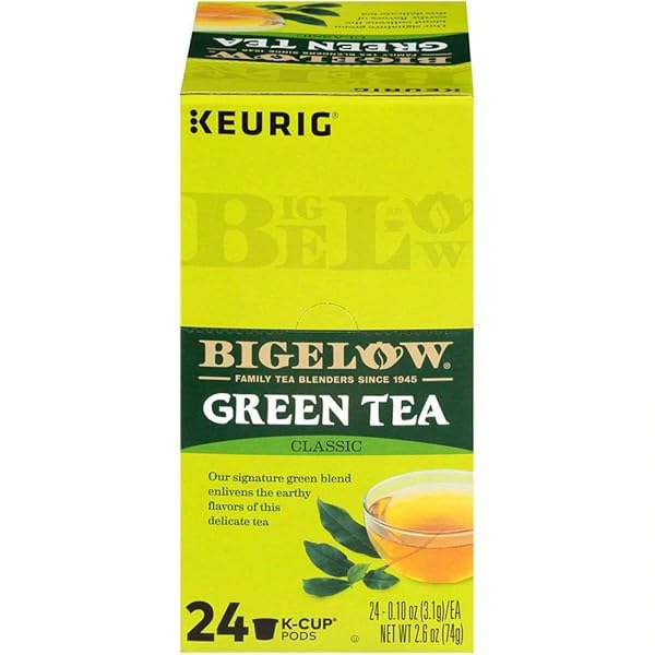 BIGELOW GREEN TEA KEURIG K-CUPS, 24 COUNT BOX (PACK OF 1), CAFFEINATED 24 K-CUP PODS TOTAL