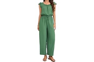 Womens Casual Summer Jumpsuits for Women Dressy 2026 Fashion Ruffle Cap Sleeve Romper Crew Neck One Piece Outfits
