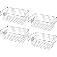 Orgneas Stackable Chest Freezer Baskets Organizer Bins, Metal Wire Baskets Pantry Organizer Produce Baskets with Tag Slot for Snacks Vegetables and Fruits, Large Size 4 Sets