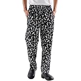 Men’s and Women's Baggy Printed Chef Pants Kitchen Uniforms with Elastic Waist Floral Restaurant Work Pants