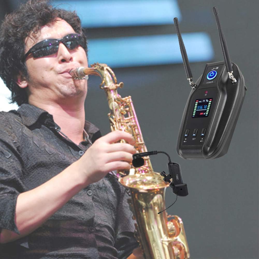 XTUGA J-3 Professional True Diversity UHF Instrument Microphone Wireless Transmission System for Saxophone Transmitter Receiver 492ft Transmission Range,Plug and Play: Home Audio & Theater