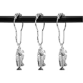 ZILucky Set of 12 Fish Bones Skeleton Shower Curtain Hooks Rings, Halloween Party Supplies Haunted House Decoration, Stainless Steel Rustproo (Silver)