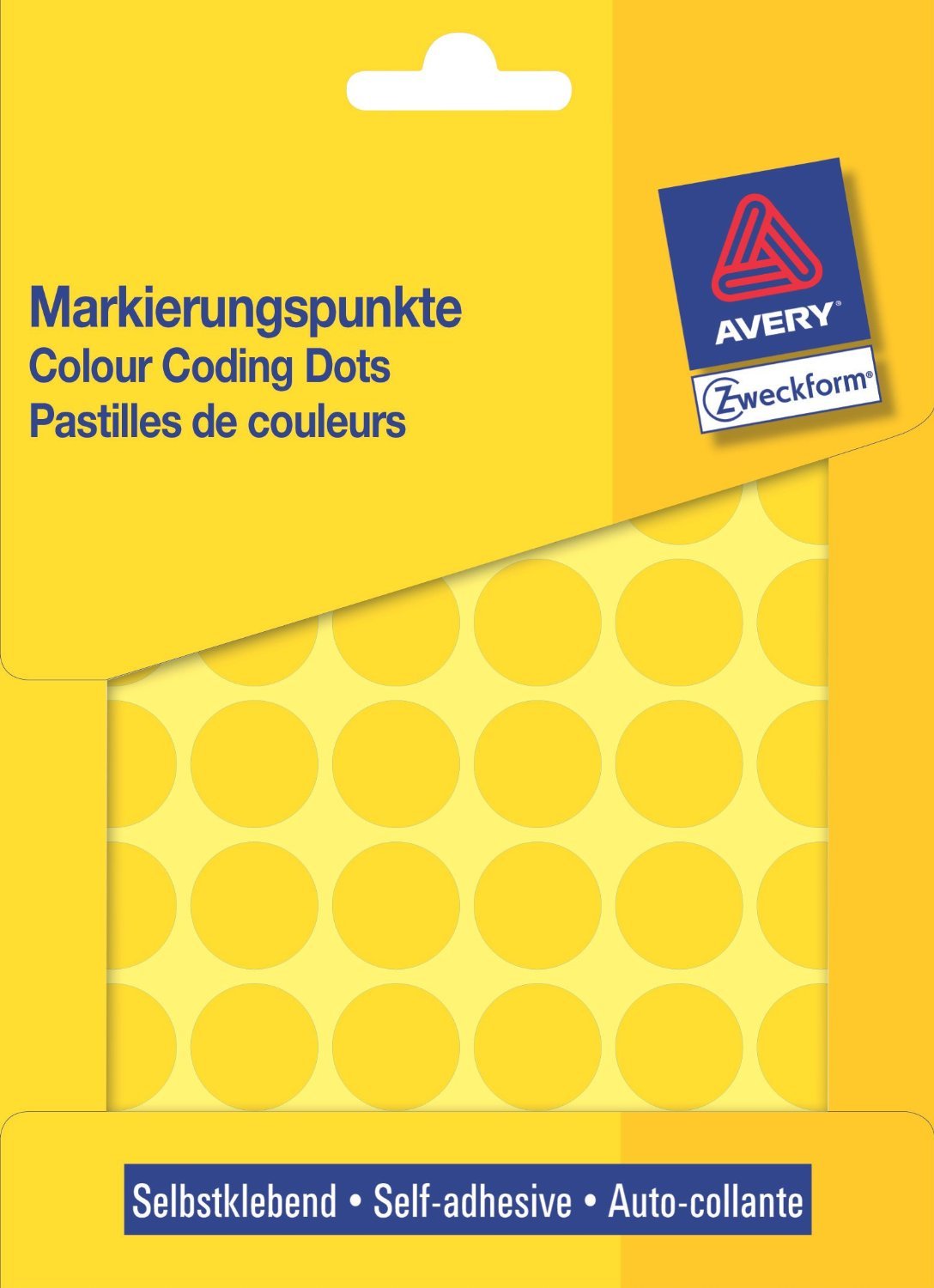 AVERY Zweckform 3377 Self-Adhesive Marking Dots (Diameter 18 mm, 1,056 Adhesive Dots on 22 Sheets, Round Stickers for Calendars, Planners and Crafts, Paper, Matte) Yellow