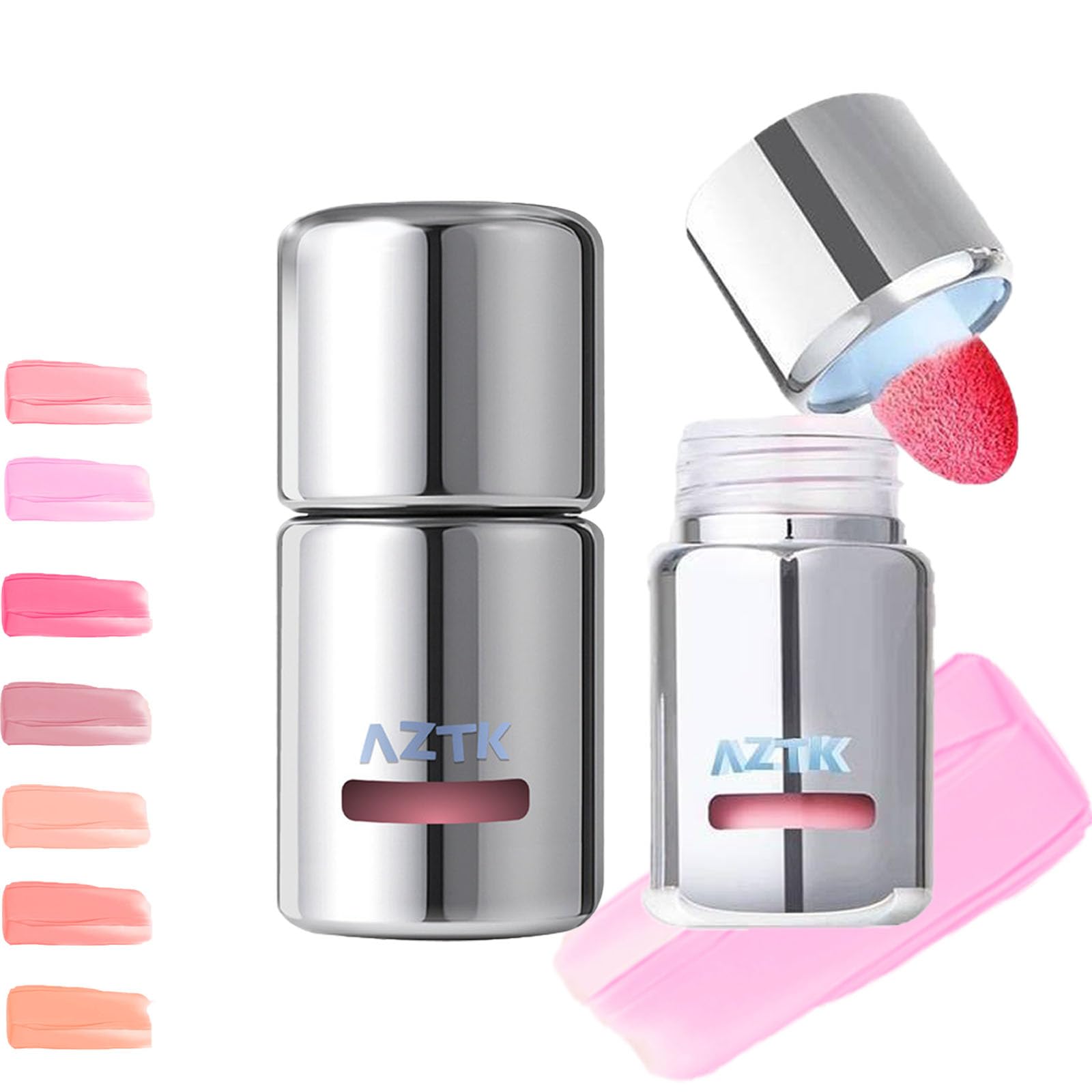 Photo 1 of Aztk Liquid Blush, Aztk Jelly Color Liquid Blushes, Blush for Cheeks, Blushes Lotion with Sponge Head, High-Pigment, Long-Lasting, Waterproof, Matte Finish, 5ml (JC02)