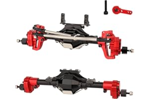 ZXYRC CNC Machined Front and Rear Portal Axle with 8T 29T Gear for 1/10 RC Crawler Car Axial SCX10 & SCX10 II 90046 90047 D90 RC4WD (red)