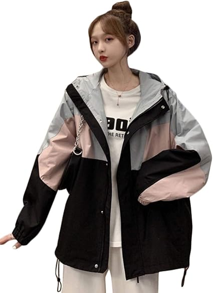 Amazon ｊｑｂｆｌジャケット レディース アウター ブルゾン 長袖 ゆったり 韓国 ジャンパー フード付き ウインドブレーカー 原宿系 ファッション 大きいサイズ 秋 コート ジャケット 通販