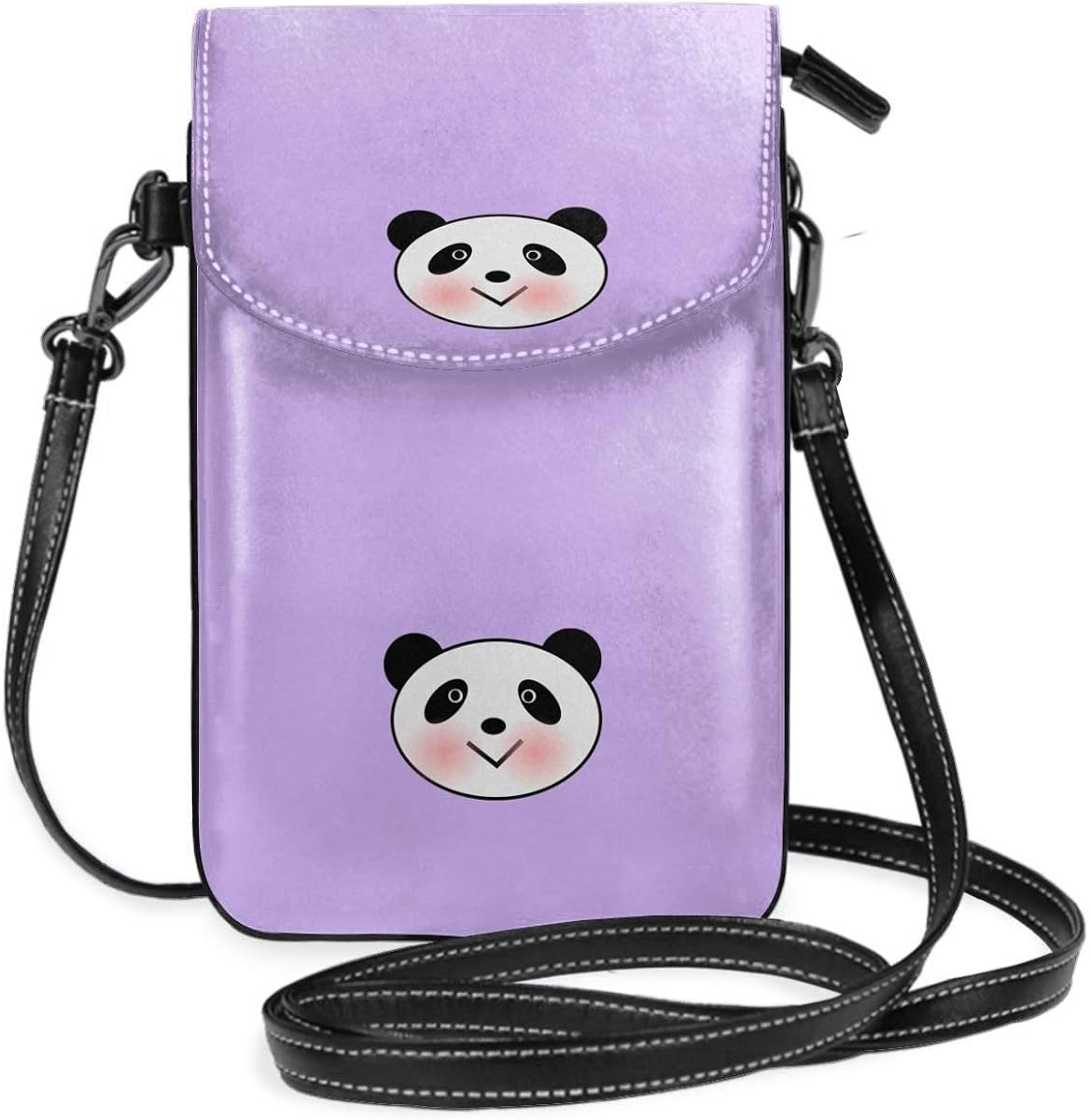 Cute Pandas Face Pattern Small Cell Phone Purse Bag Smartphone Wallet
