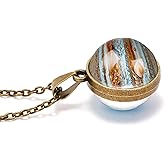 Yocoyee Solar System Necklace Universe Galaxy The Eight Planets Guardian Star Glow in Dark Double Side Glass Luminios Gemstone Ball Necklace for Women Men Friends Gift