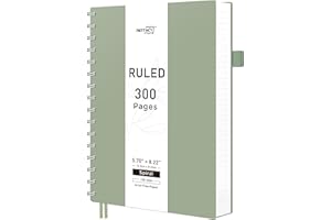 RETTACY Spiral Notebook College Ruled, 300 Pages, A5 Medium Size (14.5 x 21 cm), for School, Work, Journaling, 100 GSM Thick 