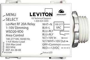 Leviton WSD20-9D0 LevNet RF 902MHz 1-10V Wireless 20A Relay Dimming Area Controller in 100-277V