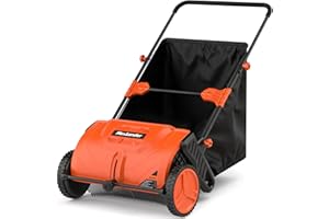 MAXLANDER Push Lawn Sweeper, 21-Inch Leaf & Grass Collector, Lawn Sweeper with Adjustable Height & 3.5 cu. ft. Large Collection Hopper, Ideal for Leaves, Grass Clippings & Debris