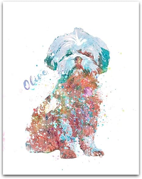 shih tzu watercolor