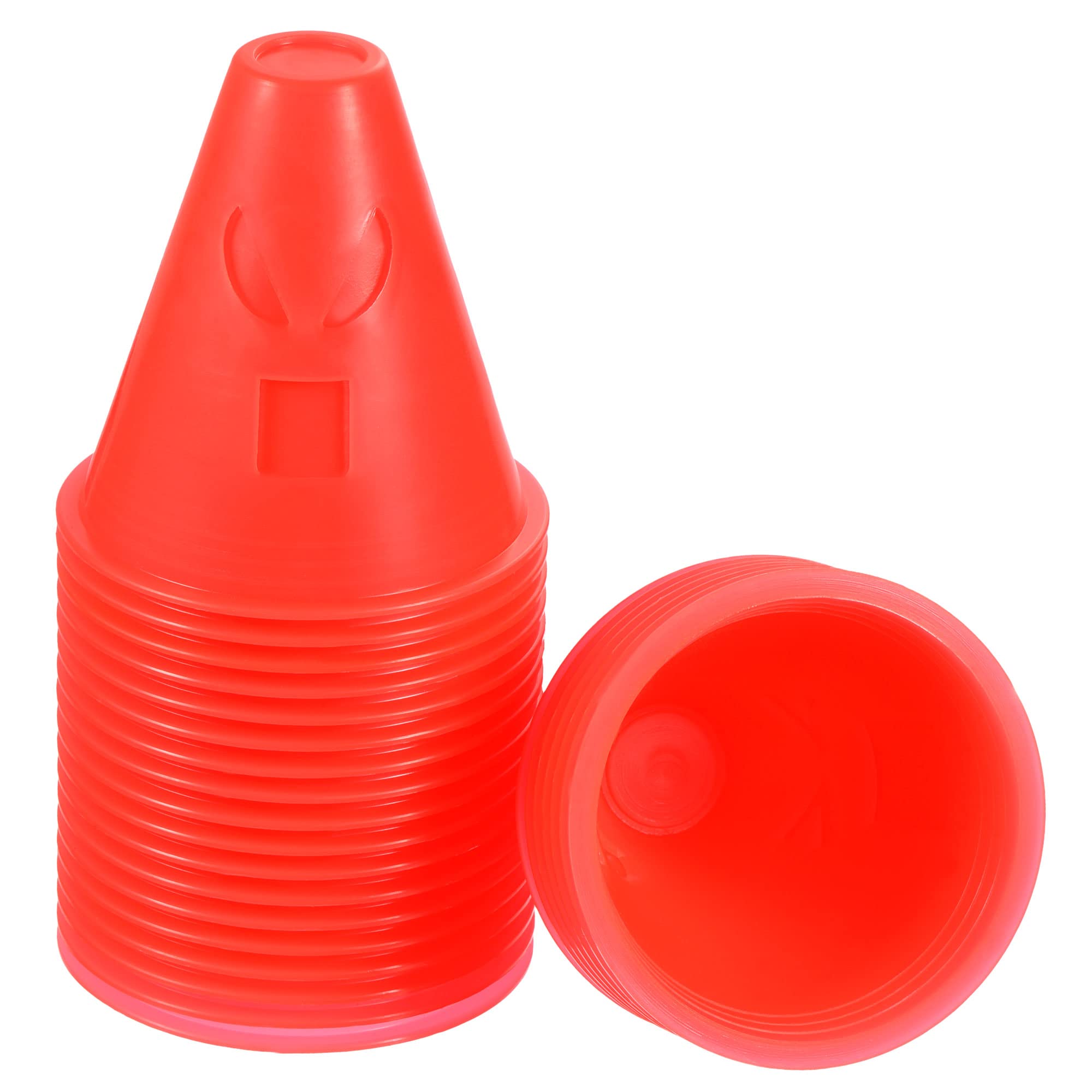 PATIKIL Agility Cones, 25 Pack Sports Cones Training Marker with Holes for Football Roller Skating Outdoor Activity, Red