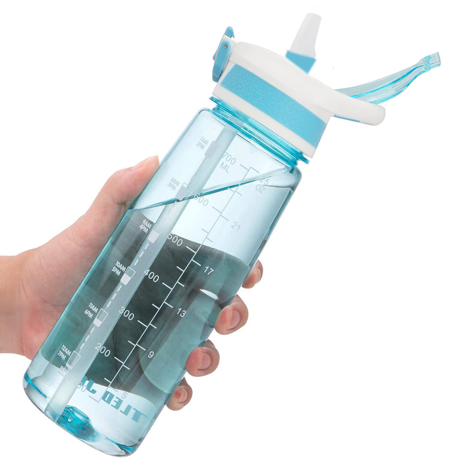 VENNERLI Water Bottle, 800 ML Water Bottle with Straw Leak-proof, Dust-proof, BPA-free, Tritan, Toxin Free Plastic Fitness Sport Water Bottle Drink Bottle Design for Girls Boy Gym School Office