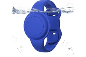 MUCUTY Waterproof Apples AirTags Bracelet for Kid, Hidden Soft Silicone Air Tag Holder Wristband for Kid, Lightweight AirTags GPS Tracker Watch Band for Child - Klein Blue 1 Pack