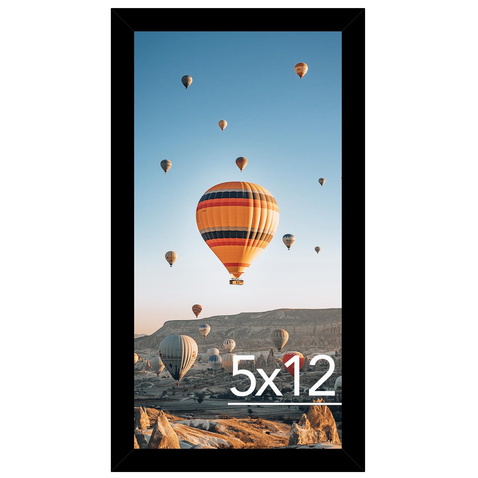 Photo 1 of JCJMY 5x12 Picture Frame Black for Wall Hanging or Tabletop, Wall Mounting Horizontally or Vertically, 5 x 12 Wall Gallery Poster Photo Frame with Shatter Resistant Plexiglass, Black