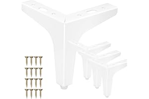 La Vane 7 Inch Metal Furniture Legs, Set of 4 - Modern Diamond Triangle White DIY Replacement Feet for Cabinet, Sofa, Table, Ottoman Makeover