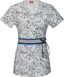 Fashion Prints by Dickies Women's V-Neck Animal Print Scrub Top