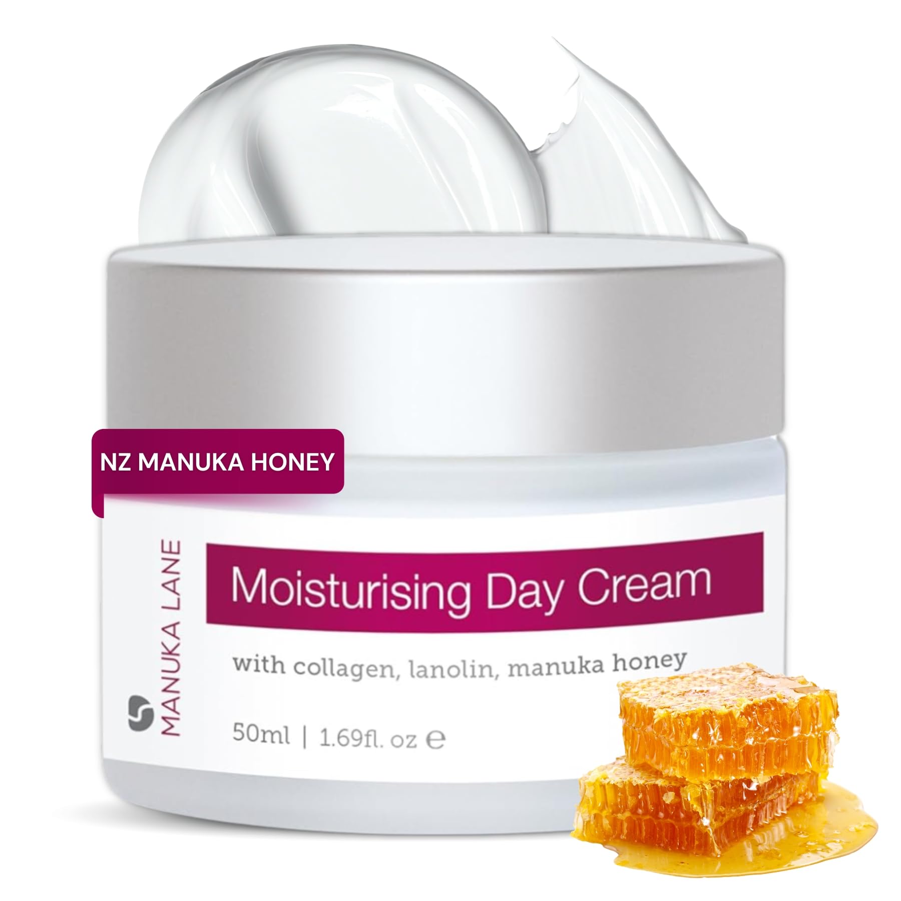 Manuka Lane Luxury Moisturizing Day Cream The Ultimate Skin Moisturizer with real New Zealand Manuka Honey, Hydrolyzed Collagen, and skin-enriching Lanolin
