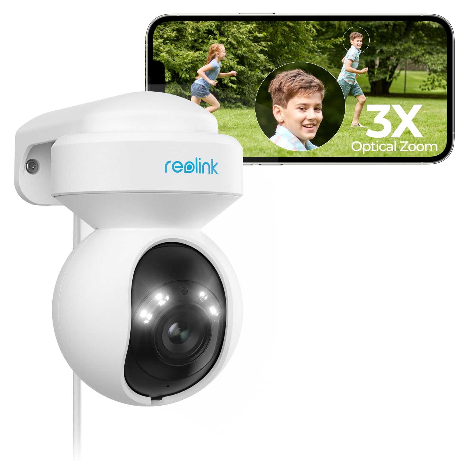 Reolink PTZ Camera Outdoor, 5MP 2.4/5GHz WiFi CCTV Security Camera with 3X Optical Zoom, Color Night Vision, Human/Vehicle Tracking, 2-Way Audio, Support 512GB SD Card for 24/7 Protection, E1 Outdoor