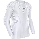 TUOY Youth Padded Chest Football Rib Protector Shirt for Baseball Martial Art Padded Compression Shirt Long Sleeve