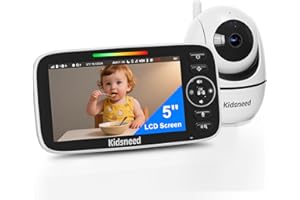 KIDSNEED Baby Monitor with Camera and Audio – 720P Baby Camera No WiFi, 5 inch Screen,48 Hours Battery Life, Night Vision, Remote Pan& Tilt& Zoom，Two-Way Talk, Lullabies, Thermal Monitor, 1000ft Range