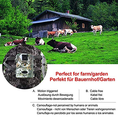 Lilbees Trail Game Camera 16MP 1080P Waterproof Hunting Scouting Cam Wildlife Monitoring Motion Activated Night Vision 2.4" LCD IR LEDs
